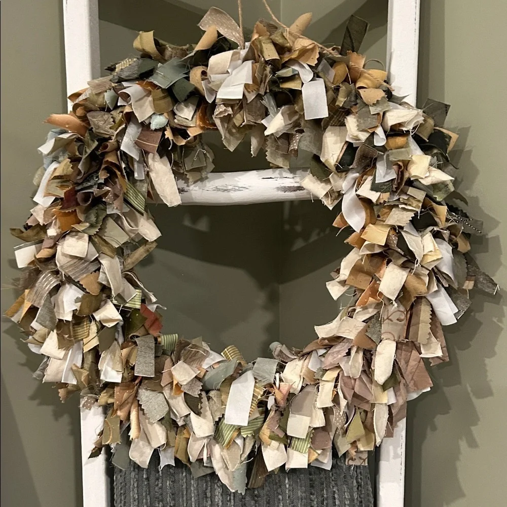 Handmade Rustic Multicolor Fabric Wreath
